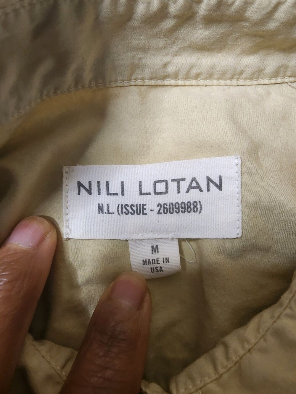 Nili Lotan Kelsey Shirt Womens Medium Khaki USA Made - Picture 7 of 8